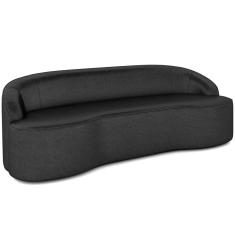 Sofá 3 Lugares Curvo Sala de Estar Living Lótus D02 Couríssimo Preto 180 cm B-159 - Lyam Decor