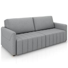 Sofá Cama Retrátil Para Sala De Estar 192cm Porthos M03 Linho Cinza - Lyam Decor