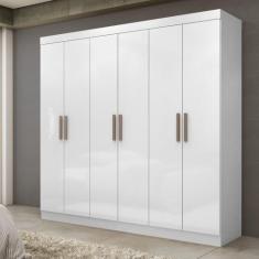 Guarda-Roupa Casal Paris 6 Portas 2 Gavetas Branco - Maxel, Branco