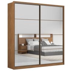 Guarda Roupa Casal Belga D02 2 Portas de Correr 3 Gavetas MDP com Espelho Amendola Touch Mpozenato