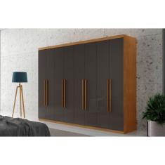 Guarda Roupa Casal Heros 8 Portas 4 Gavetas MDF Naturalle Grafite