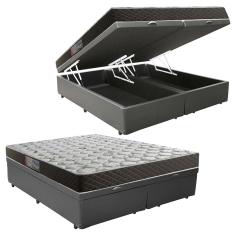 Cama Box Baú Queen Colchão Mola Ensacada Acolchões + Box Sintético 71x158x198