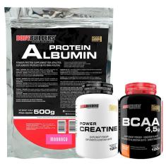 Kit Albumina 500gr + Creatina 100g + BCAA 100g - Bodybuilders-Unissex