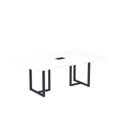 Mesa de Reunião Retangular com Power Box 200x90cm Mr2000p25tub Branco/Azul Delrei