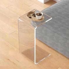 Mesa de canto moderna, mesa lateral acrílica transparente, mesa de cabeceira em forma de C para escritório, mesa de sofá, mesa de centro pequena, mesa de cabeceira para quarto, sala de estar