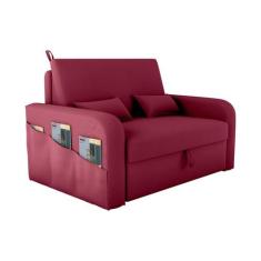 Sofá Cama com Baú 2 Lugares 140cm Lady Day Vinho Matrix
