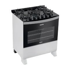 Fogão a Gás Clarice Azzure 5 Bocas Branco Mesa Vidro Easy Clean-Bivolt