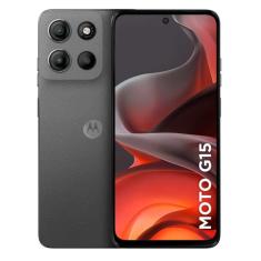 Smartphone Moto G15 256GB Grafite Vegan Leather Tela 6.7 Câmera Dupla 50MP Selfie 8MP Dual Chip Android 15 Motorola