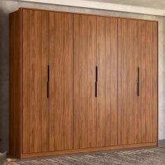 Guarda Roupa Casal Atrice 6 Portas Nogueira Touch - Demartêz Nogueira Touch