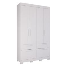 Guarda Roupa 4 Portas 3 Gavetas 1 Basculante 100% Mdf Porto Panan Branco