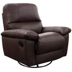 Poltrona Reclinável Giratória Glider Couro Capuccino