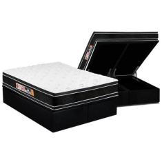 Cama Box Baú King: Colchão Espuma D33 Castor Black e White Double Face