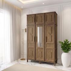 Guarda-Roupa Solteiro Campo Grande 6 Portas com Espelho Imbuia - Rodmo