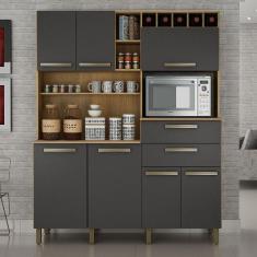 Armário de Cozinha 7 Portas 2 Gavetas Monte Rey Valdemóveis Cinamomo/Grafite