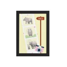Quadro Infantil Rinoceronte Fotos Moldura Preta 22x32cm - Quartinhos