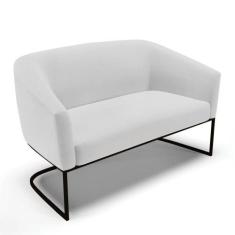 Sofá Namoradeira 2 Lugares Base Industrial Preto Stella Linho D03 - D'