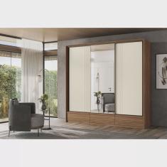 Guarda-roupa Democrata 03 Pts de Correr (flex) com Espelho