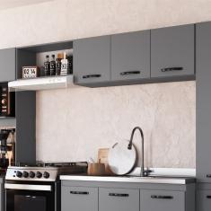 Armário de Cozinha Aéreo 3 Portas Light Móveis Cinza