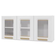 Armário Aéreo De Cozinha ágata 3 Portas Com Vidro 817007 Telasul Branco