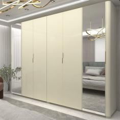 Guarda Roupa Casal 6 Portas Com Espelho Com Pés Innova Off White