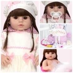 Boneca Reborn Luxo Menina Realista Enxoval Com 24 Acessórios - Cegonha