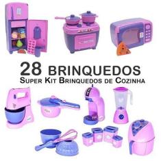 Kit Infantil Batedeira Geladeira Fogão Microondas Panela 28P - Zuca To