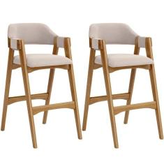 Kit 02 Banquetas Altas Para Cozinha Sala de Jantar Bar Suran L02 Suede