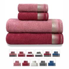 Jogo De Toalhas Gigante 4 Peças 380g-m2 100% Algodão Sublime - Rosa Crochê + Terracota