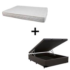 Cama Box Baú Casal 138 Tecido Sintético Marrom Com Colchão Roma Bello Box 100% Espuma D45 Bege 55x138x188