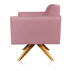 Poltrona Marisa Suede Rose Base Madeira