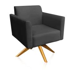 Poltrona Marisa Suede Base Madeira Preto