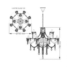 Lustre De Cristal Para 12 Lâmpadas E14 Glam Taschibra Transparente