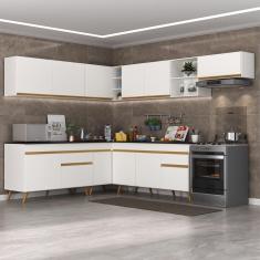 Cozinha Completa De Canto Veneza Gw Mp2068 Com Armário E Balcão Branca