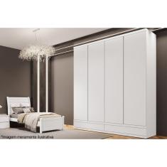 Guarda Roupa Solteiro 4 Portas e 5 Gavetas Paris Branco - Bianchi
