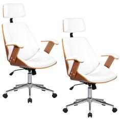 Kit 02 Cadeiras de Escritório Presidente Giratória Branco