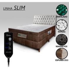 Cama Box Casal Magnético D33 Com Massageador e Controle + Cabeceira Co
