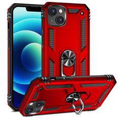 SORAKA Capa para iPhone 14 com suporte para anel Capa iPhone 14 Capa traseira de TPU macio com proteção contra impactos e PC rígido com placa de metal para suporte magnético para telefone em carro