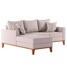 Sofá 3 Lugares Beny Com Chaise Esquerdo Linho Cru