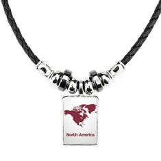 DIYthinker Colar North America Continent Mapa Contorno Joias Torque Corrente de Couro