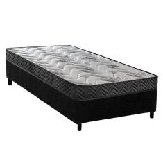 Cama Box Solteiro: Colchão Espuma D45 Paropas Pasquale Wave Black + Base CRC Suede Black (78x188)