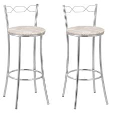 Kit 2 Banquetas Cromadas Bc51-a E503 Cromado/Bege