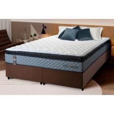 Conjunto Cama Box Espuma Chicago Cinza Queen 158x198x57