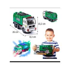 Caminhão de coleta de lixo de brinquedo com luzes e efeitos sonoros 4D