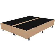 Base Box Bipartida Casal Universal em Suede 37x188x138 Cor Bege