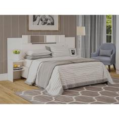 Cabeceira Extensível 4 Prateleiras 2 Espelhos Mila Panan Móveis Branco