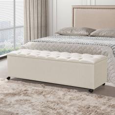 Recamier Baú com Rodízios Cancun 1,30m Linho Crú