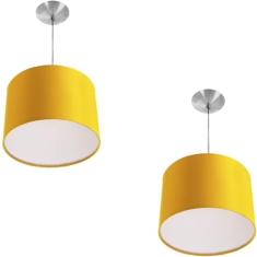 Kit 2 Lustres Cupula Pendente Dome 30x20cm Magnífico Amarelo