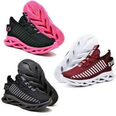 3 Tênis Feminino Casual Esporte Confortavel  Preto e pink - Evoltenn, 