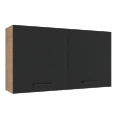Armário de Cozinha Aéreo 120 cm 2 Portas Rustic/Preto Agata Madesa, Ru