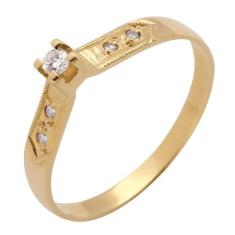 Anel de Ouro 18k Solitário com 5 Brilhantes Royal - Meu Anel, 10